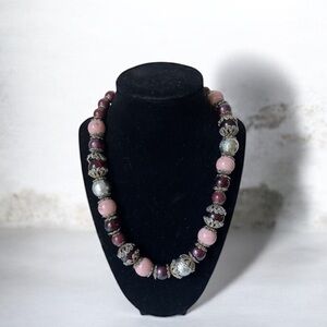 Worthington Bold Collection Pink,red,silver Antique Style Necklace 22”